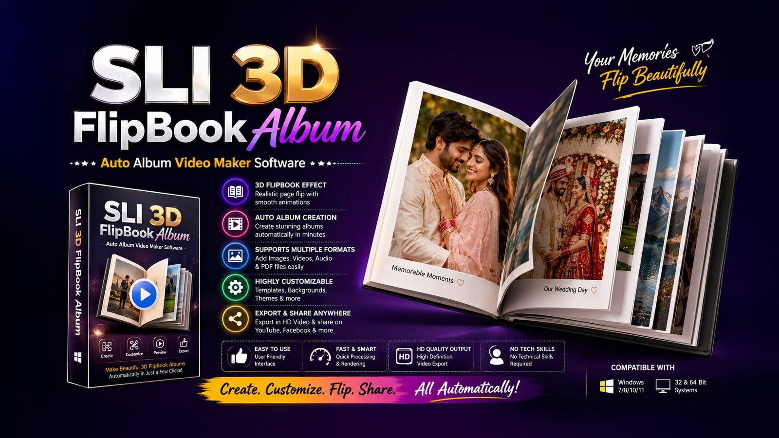 SLI 3D FlipBook Album Auto Album Video Maker Software